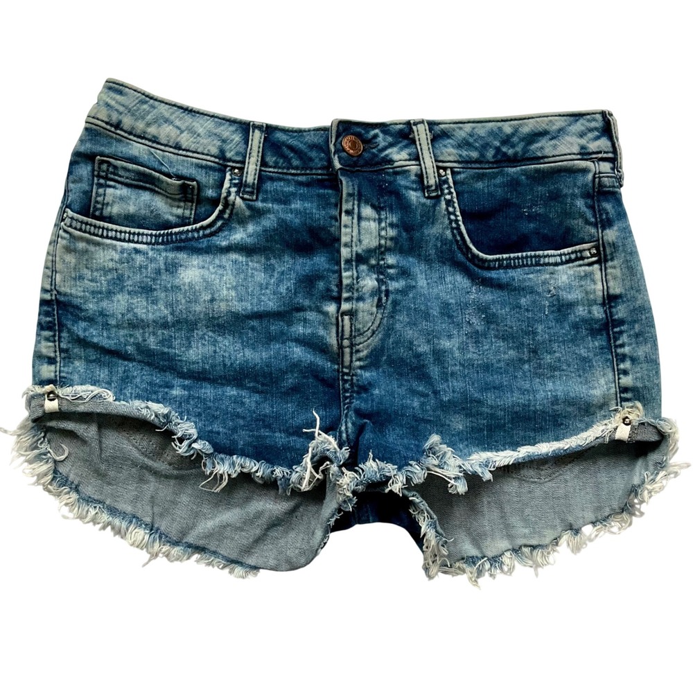 Forever 21 Acid Wash Distressed‎ Denim Cut Off Shorts Blue Womens Size 30